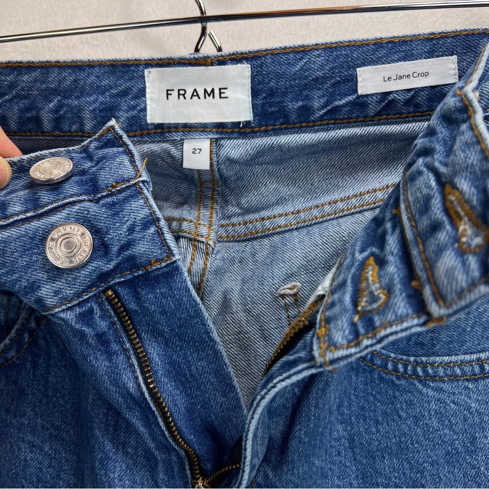 FRAME Le Jane Crop Double Waistband Straight-Leg Jeans Size 27 Rigid Denim - Picture 8 of 11